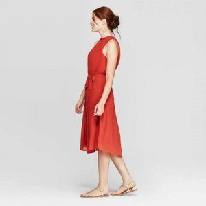 a new day Rust Sleeveless Pleated Midi Dress